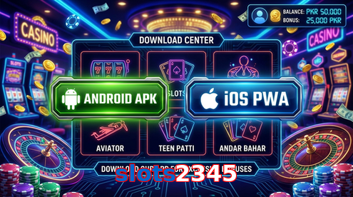 Main screen of Slots2345 download page for PK players